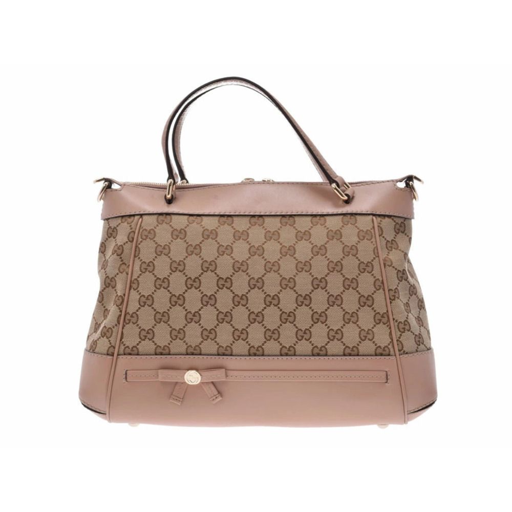Gucci Mayfair Handbag Beige Pink GG Canvas Strap
